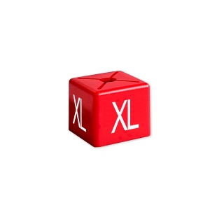Rozmiarówka wieszakowa kubiczna XS-XXL, SALE (200szt.): XL czerwony