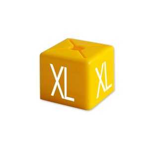Rozmiarówka wieszakowa kubiczna XS-XXL, SALE (200szt.): XL żółty