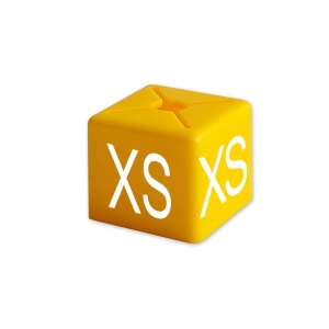 Rozmiarówka wieszakowa kubiczna XS-XXL, SALE (200szt.): XS żółty