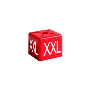 Rozmiarówka wieszakowa kubiczna XS-XXL, SALE (200szt.): XXL czerwony